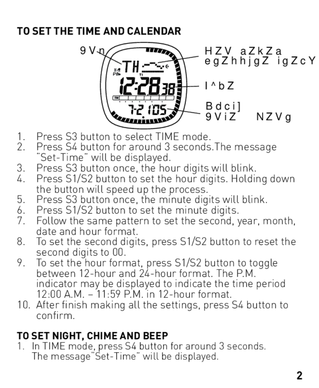 Freestyle Nomad manual To SET the Time and Calendar, Day Sea level, To SET NIGHT, Chime and Beep 