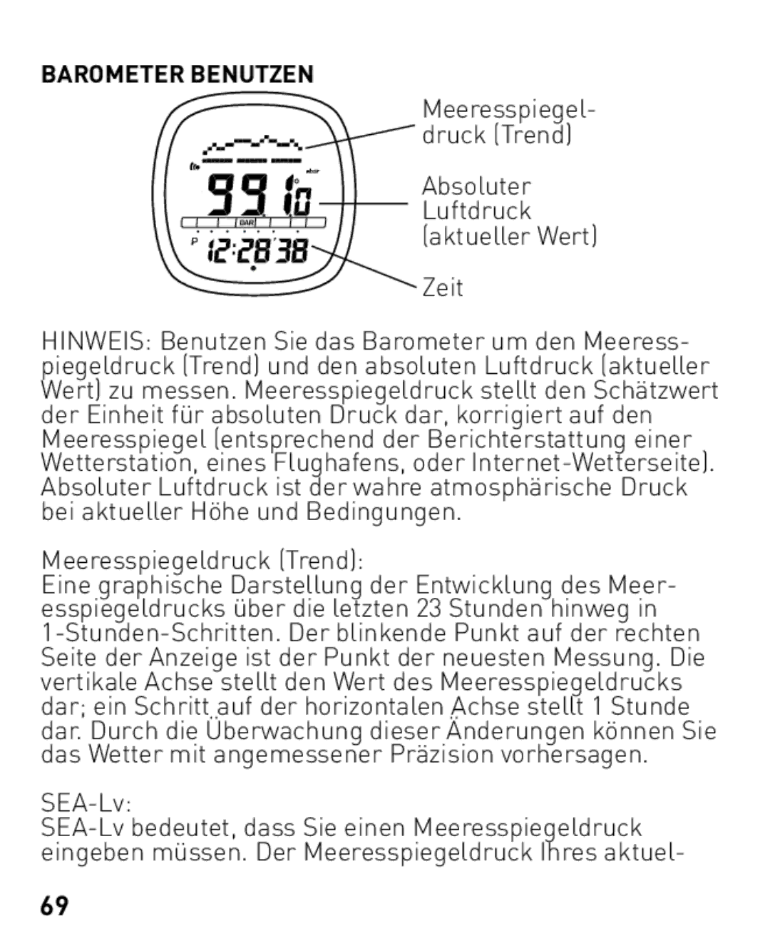 Freestyle Nomad manual Barometer Benutzen, Meeresspiegeldruck Trend 