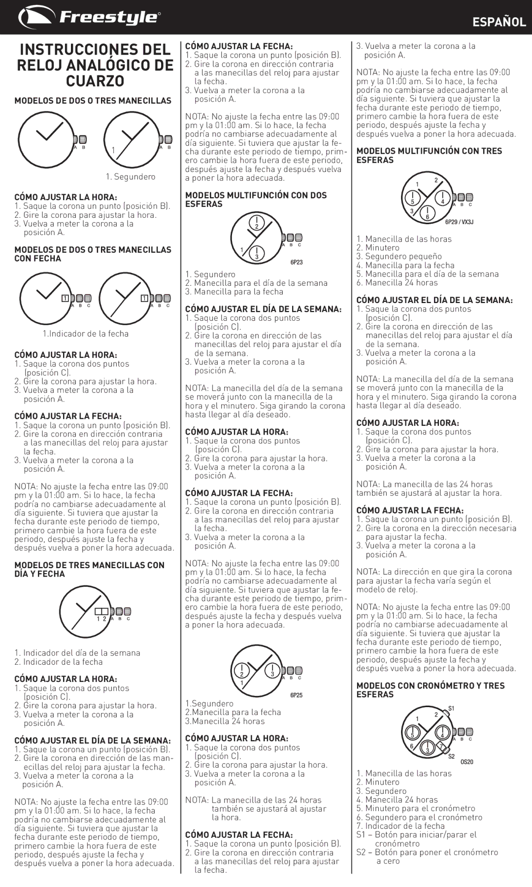 Freestyle Quartz Analog manual Español 