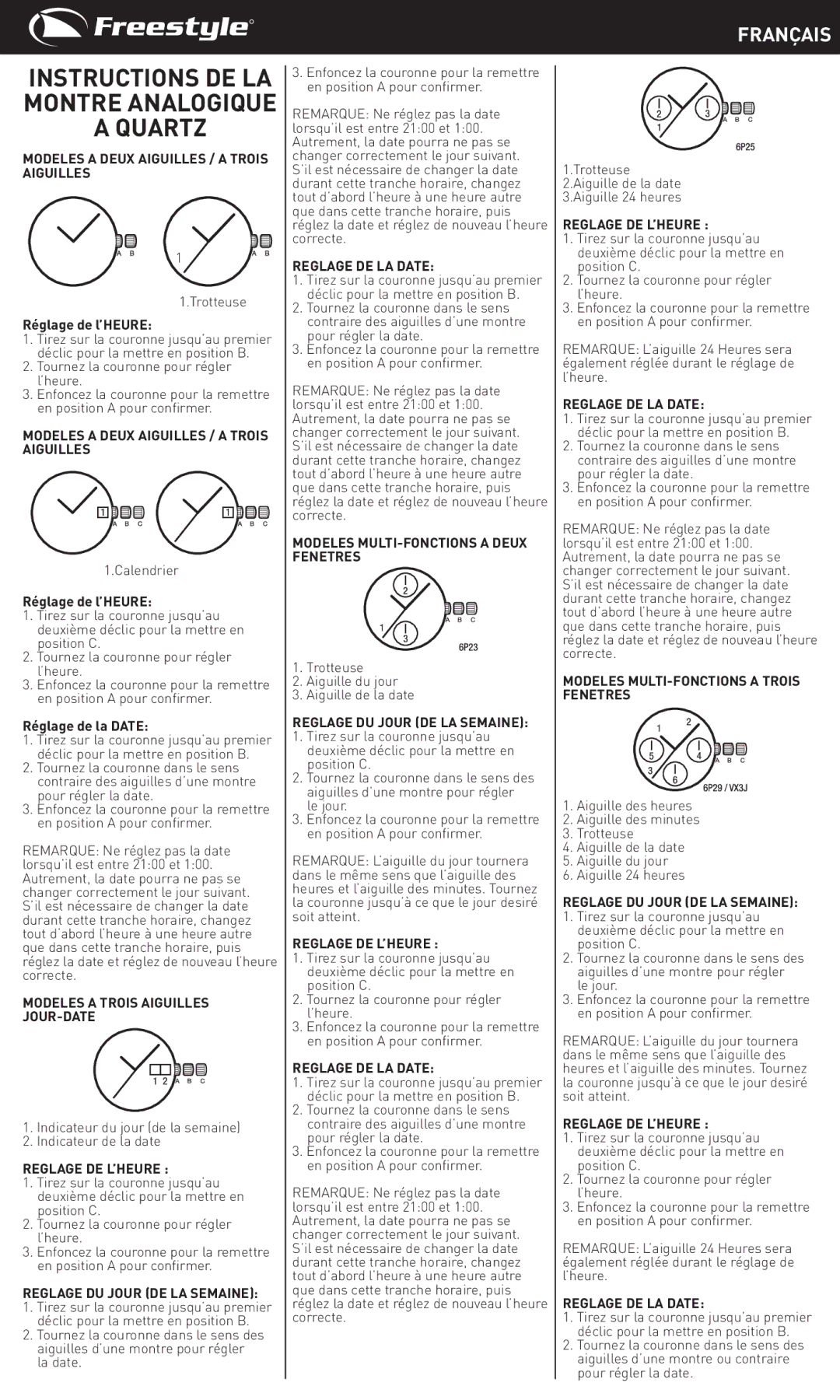 Freestyle Quartz Analog manual Français 