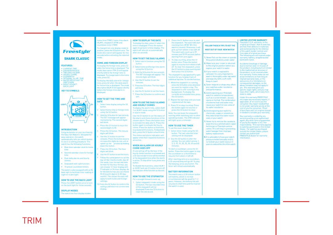 Freestyle Shark Classic warranty Features, KEY to Symbols, Introduction, Display Modes, Home and Foreign Display 