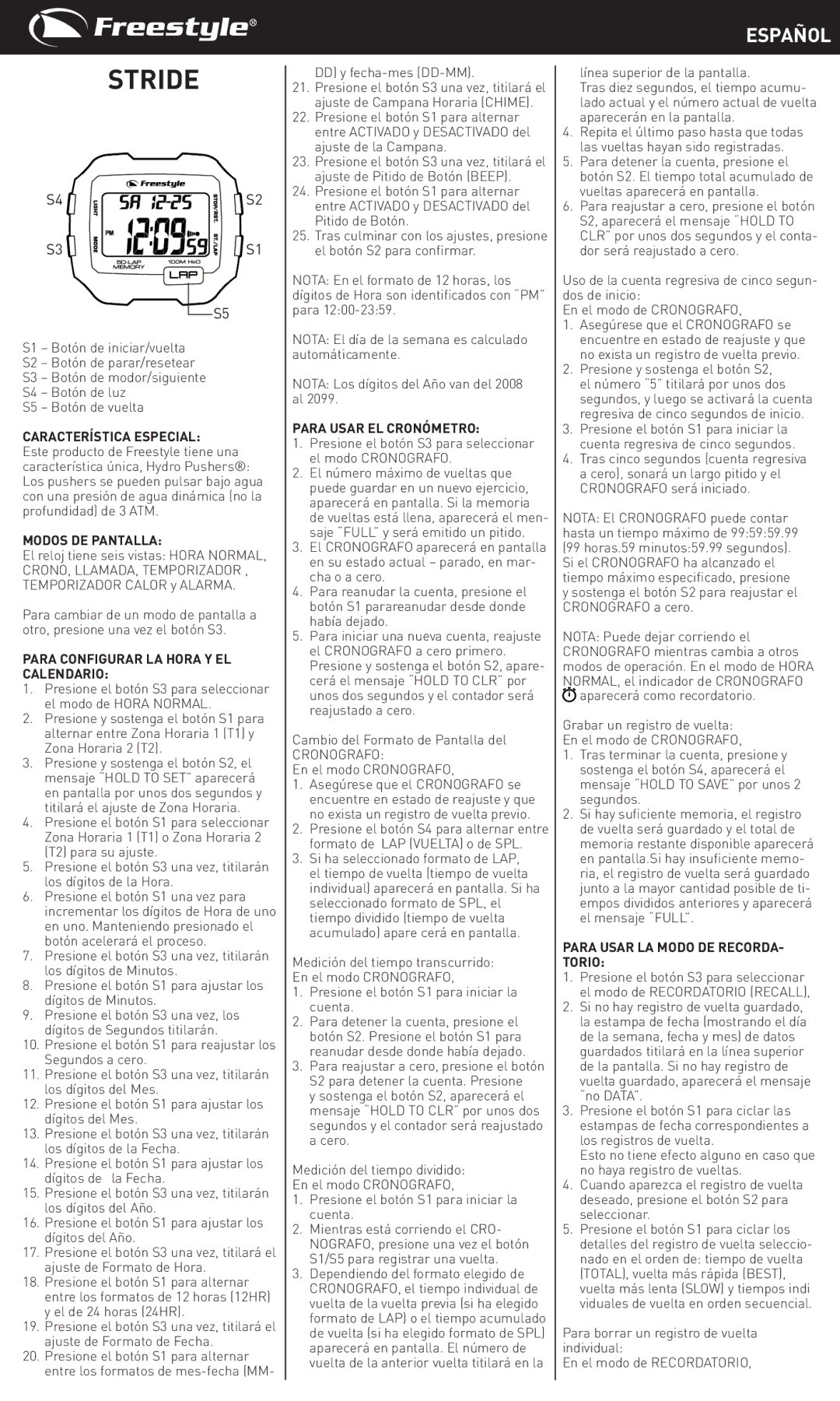 Freestyle Stride manual Español 