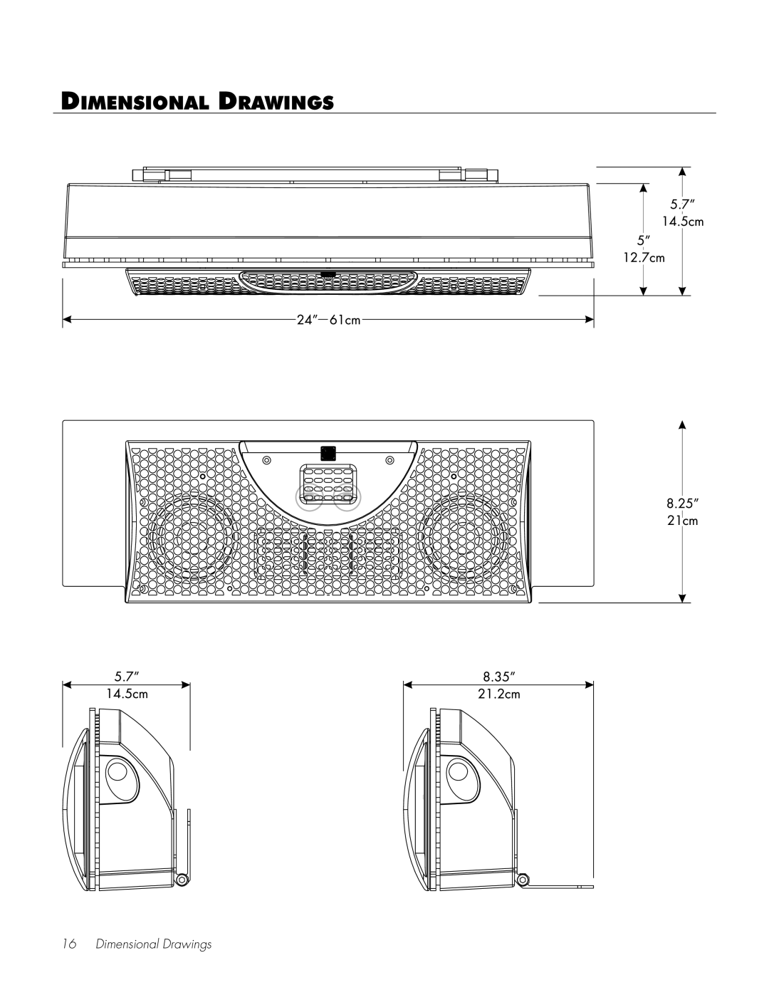 Fresco Speaker user manual Dimensional Drawings 