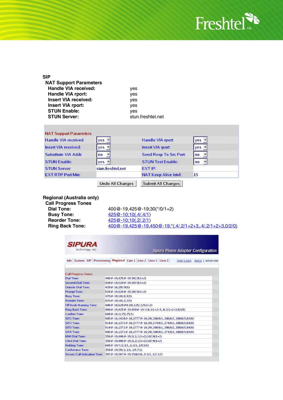 Freshtel Sipura, SPA-2000 manual Reorder Tone, Ring Back Tone 