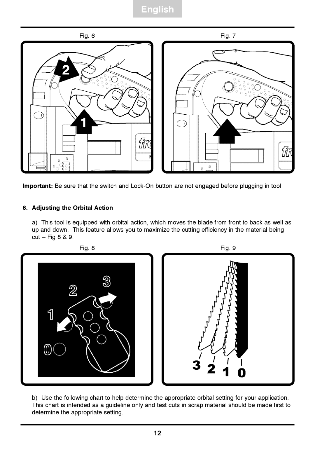 Freud Tools FJ85 operating instructions Adjusting the Orbital Action 