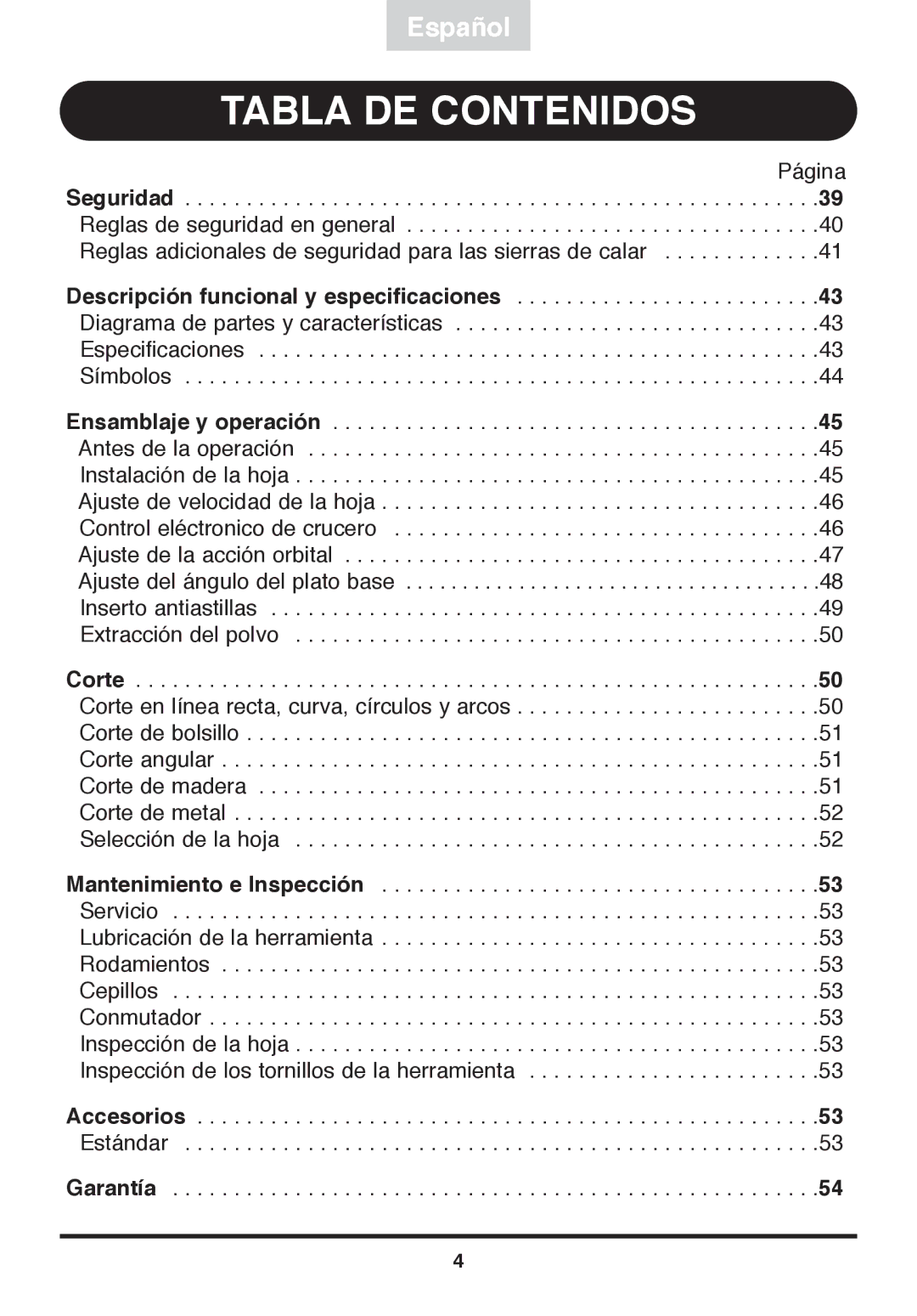 Freud Tools FJ85 operating instructions Tabla DE Contenidos 