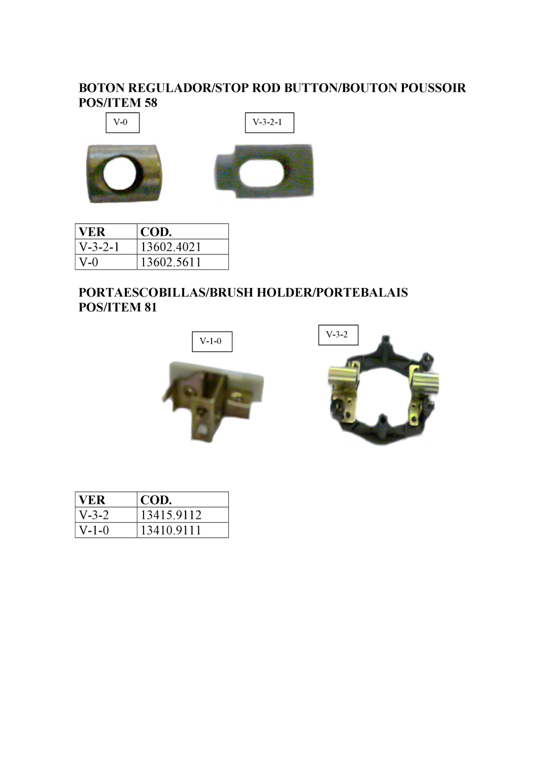 Freud Tools FT2000VCE manual Boton REGULADOR/STOP ROD BUTTON/BOUTON Poussoir POS/ITEM 