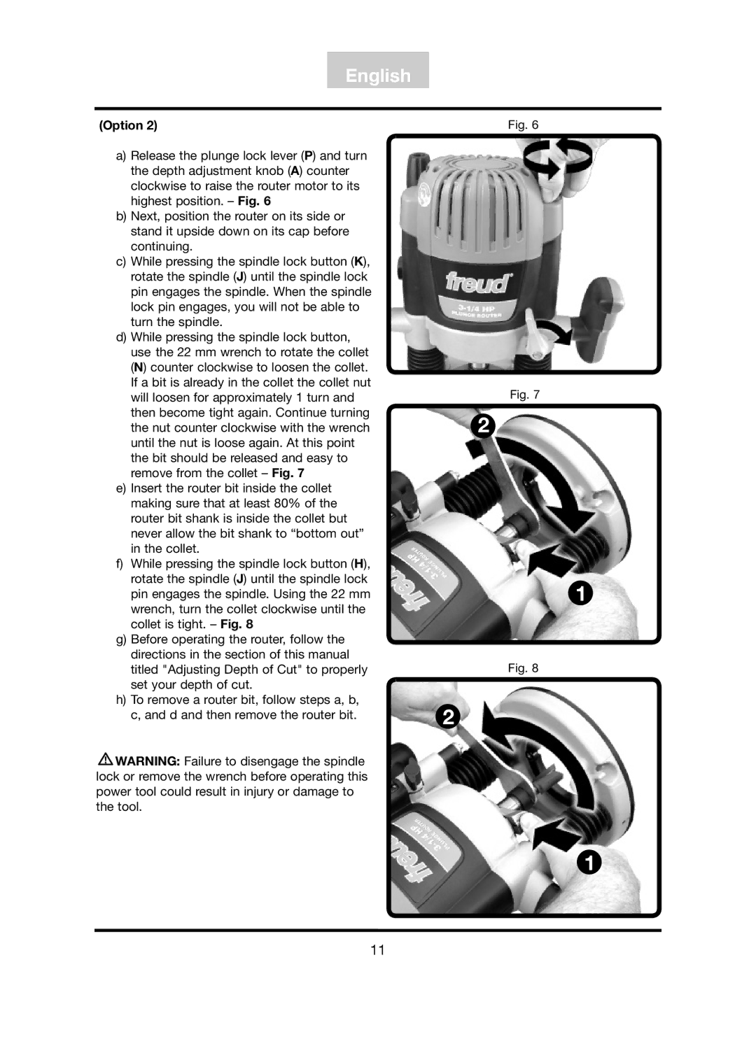 Freud Tools FT3000VCE operating instructions Option 