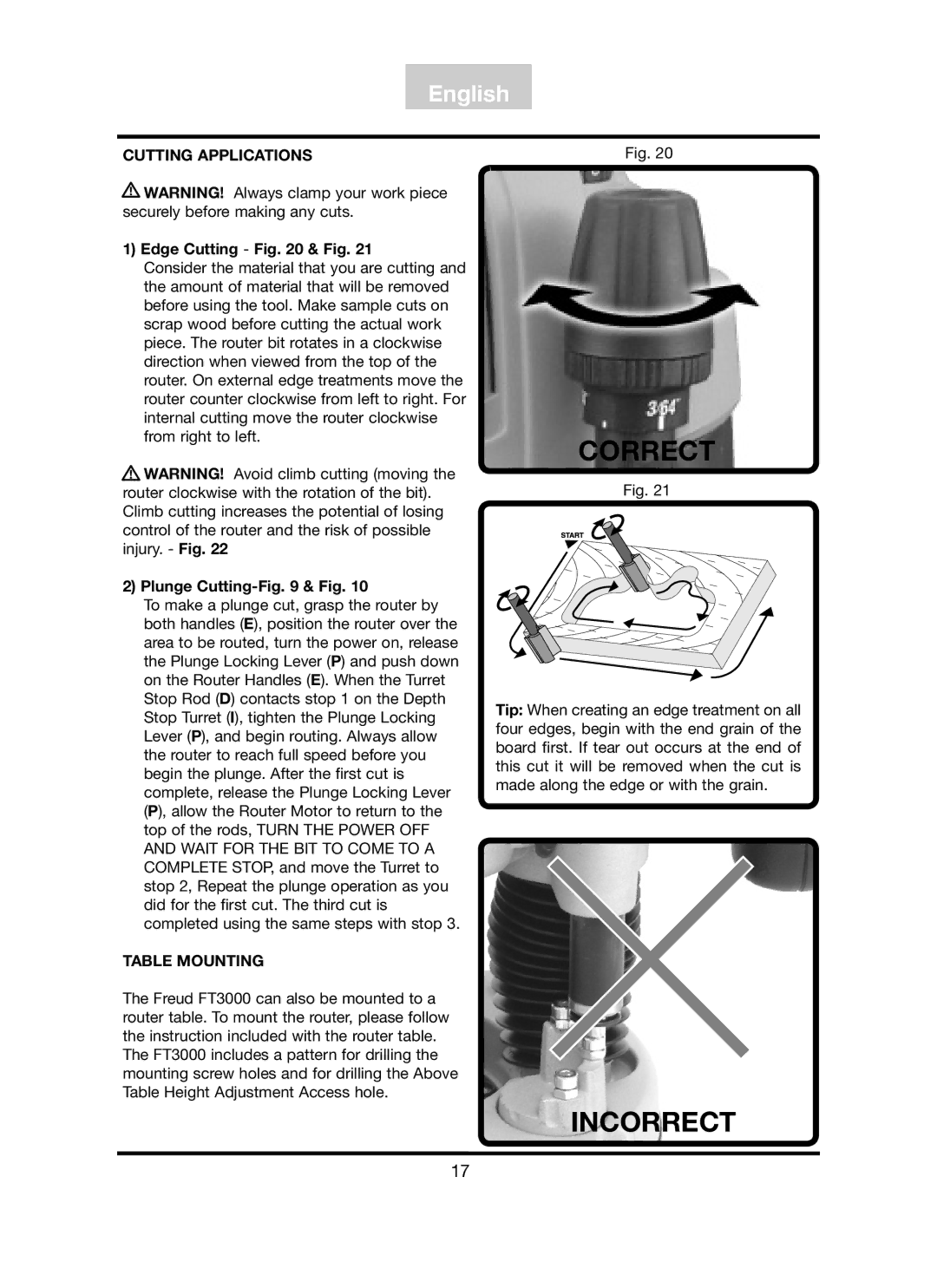 Freud Tools FT3000VCE Cutting Applications, Edge Cutting & Fig, Plunge Cutting- & Fig, Table Mounting 