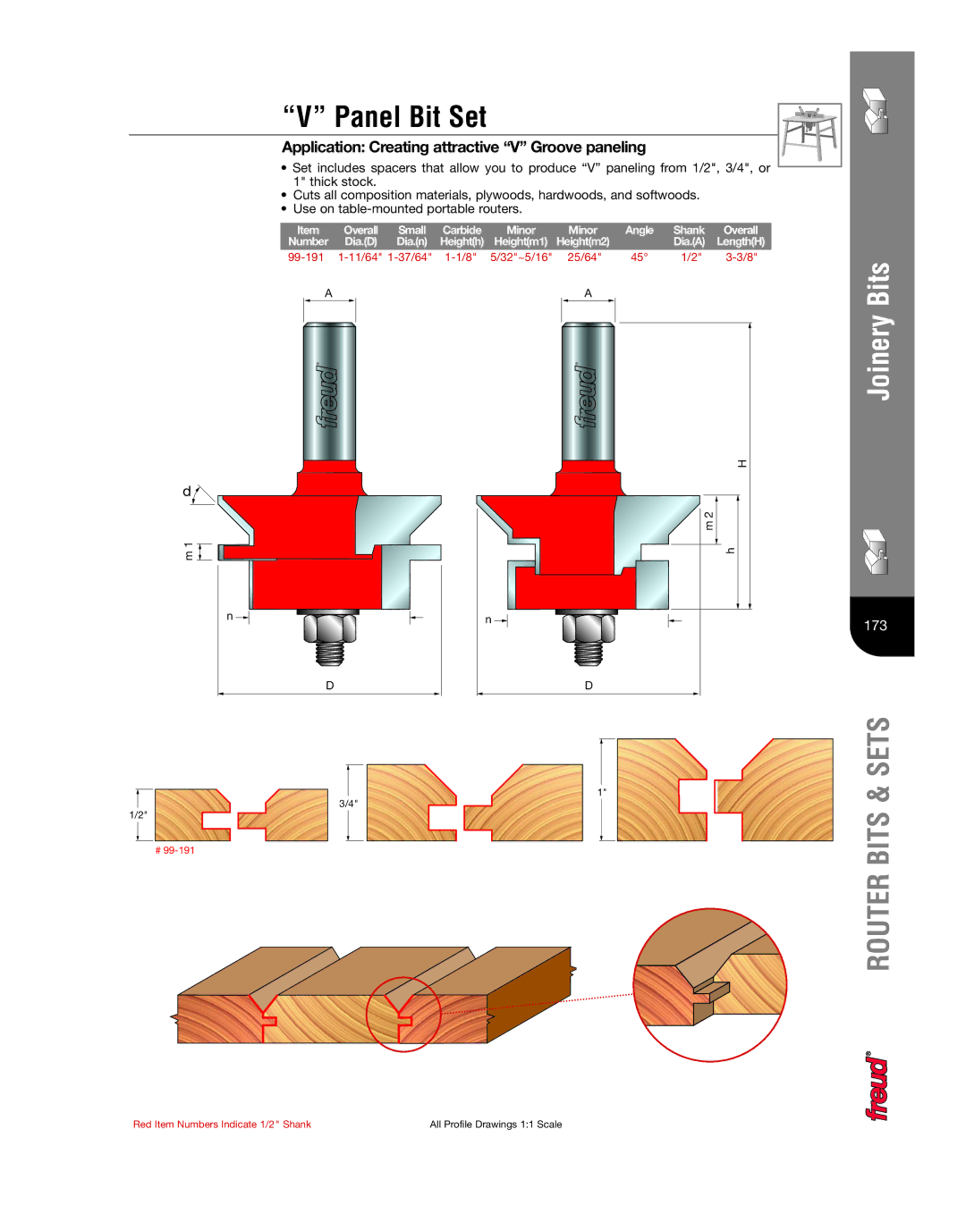 Freud Tools Router manual Panel Bit Set, Application Creating attractive V Groove paneling, Overall Small 