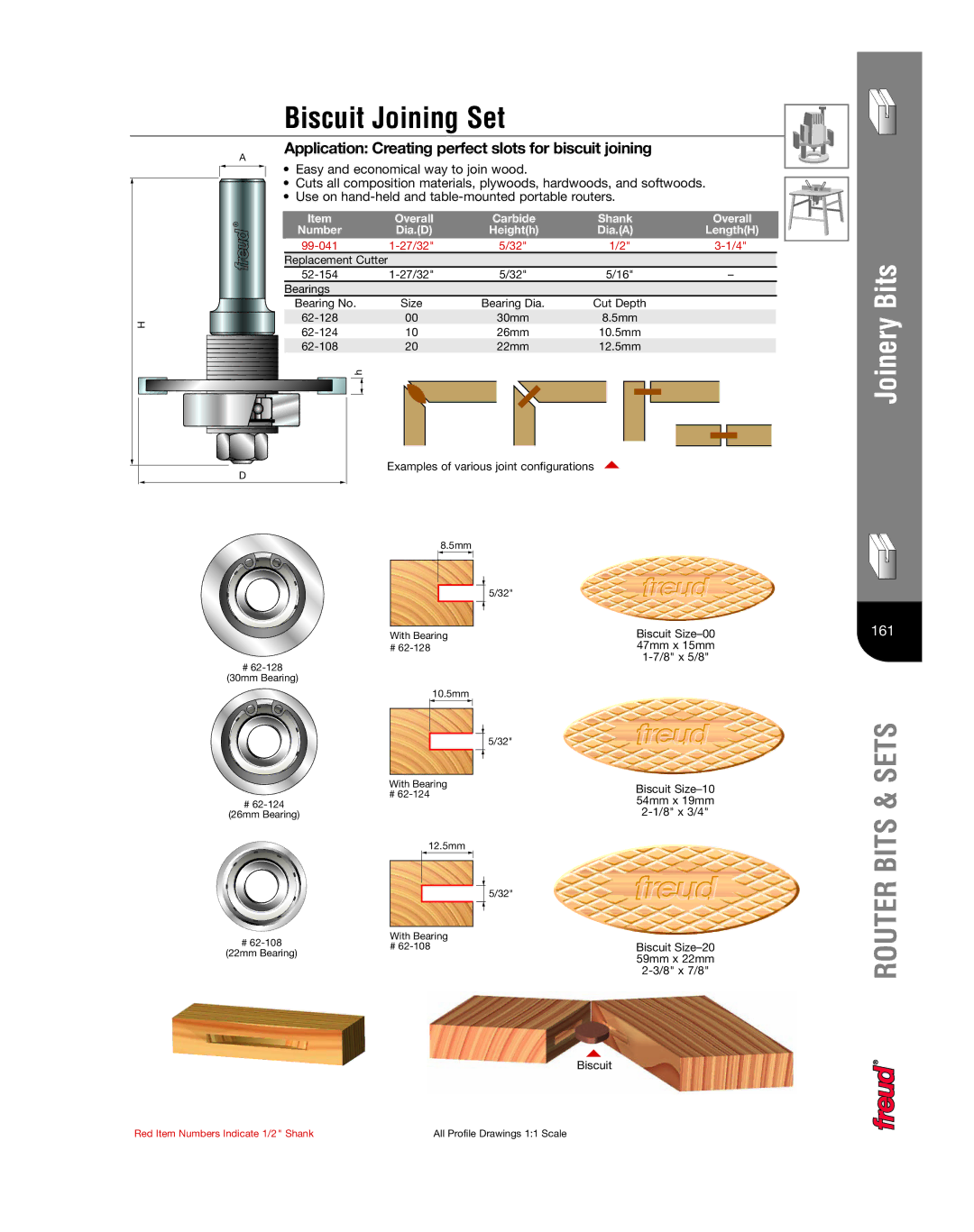 Freud Tools Router manual Biscuit Joining Set, Application Creating perfect slots for biscuit joining, 99-041 27/32 