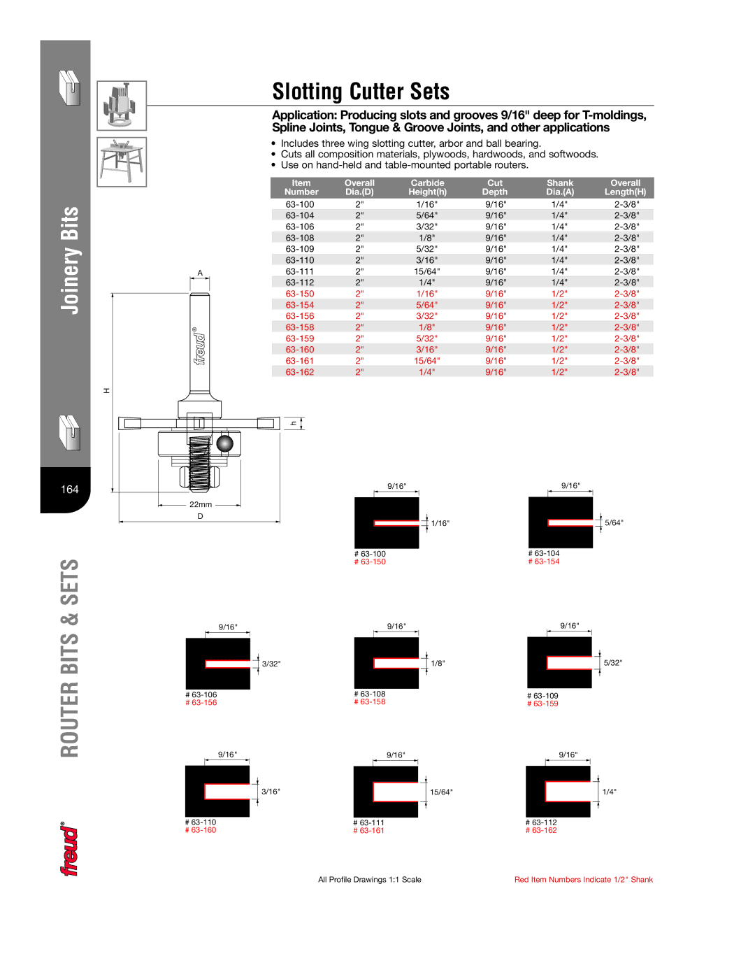 Freud Tools Router manual Slotting Cutter Sets, Depth 