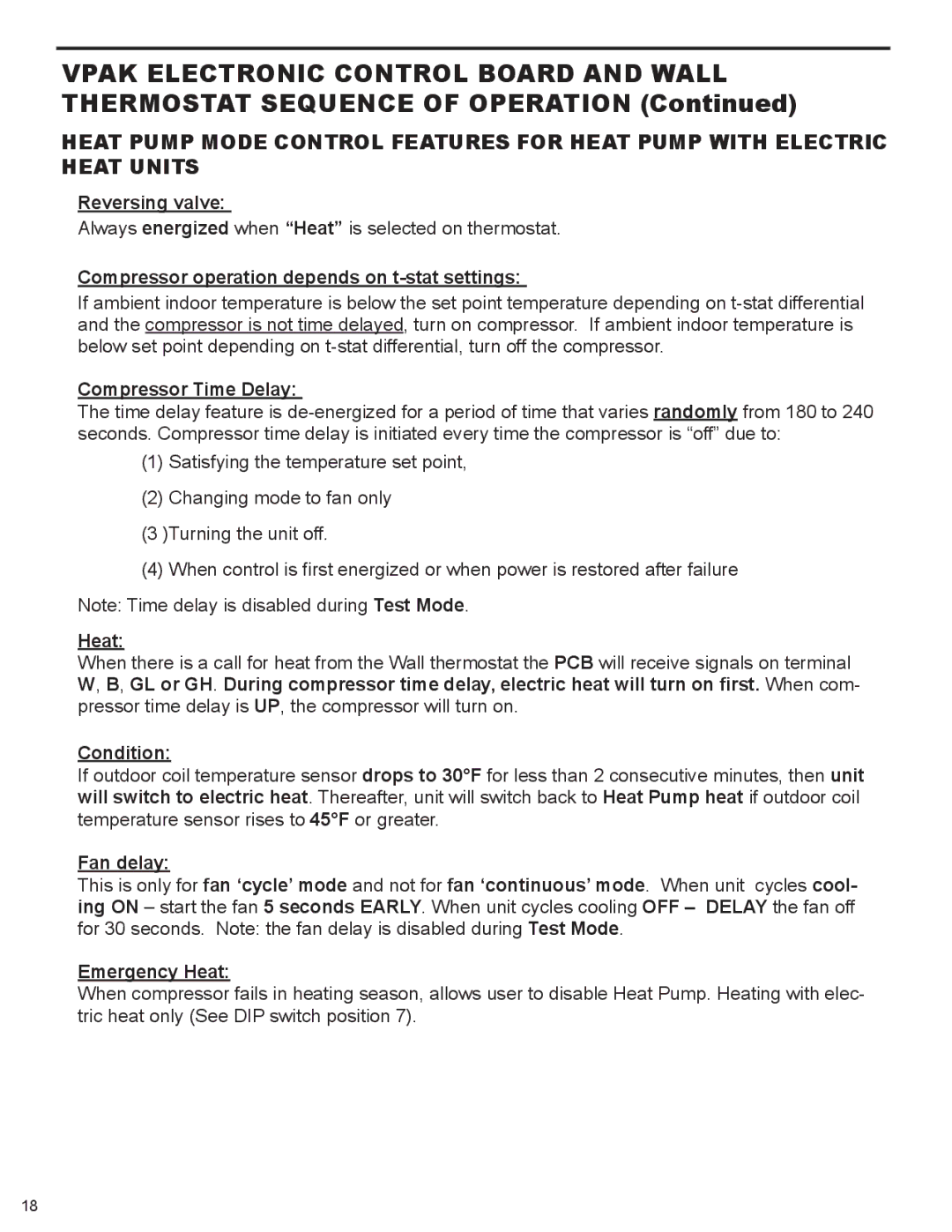 Friedrich 000 BTU'S, 9 service manual Compressor operation depends on t-stat settings 