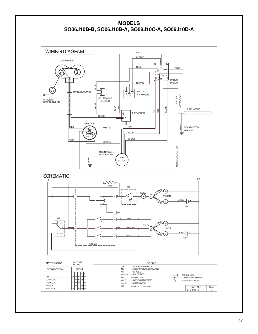 Friedrich 2003 service manual SQ06J10B-B, SQ06J10B-A, SQ08J10C-A, SQ08J10D-A 