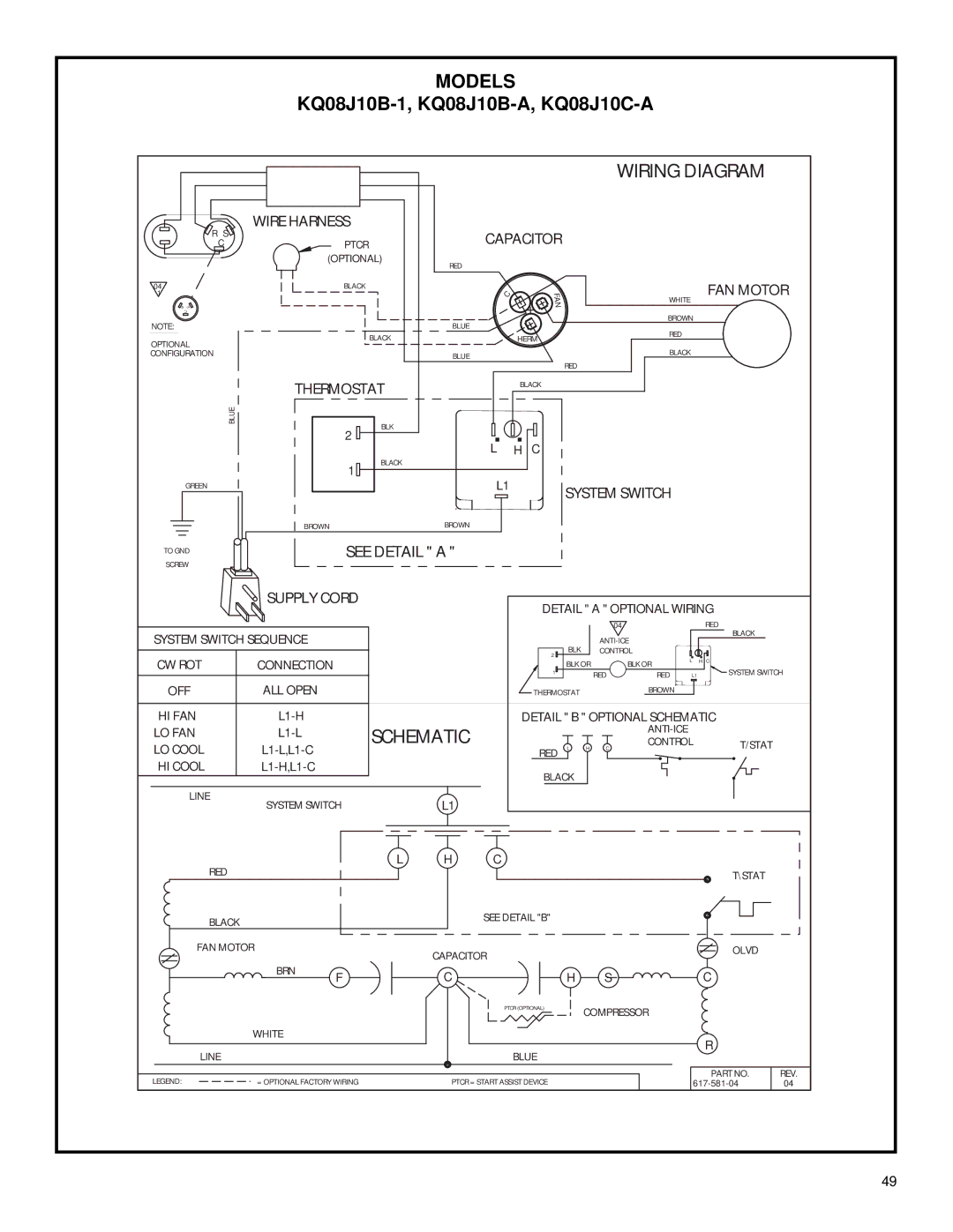 Friedrich 2003 service manual KQ08J10B-1, KQ08J10B-A, KQ08J10C-A 