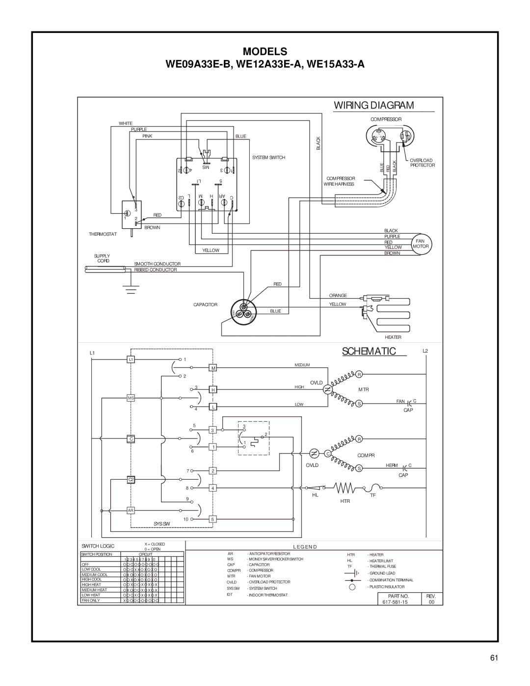 Friedrich 2003 service manual WE09A33E-B, WE12A33E-A, WE15A33-A 