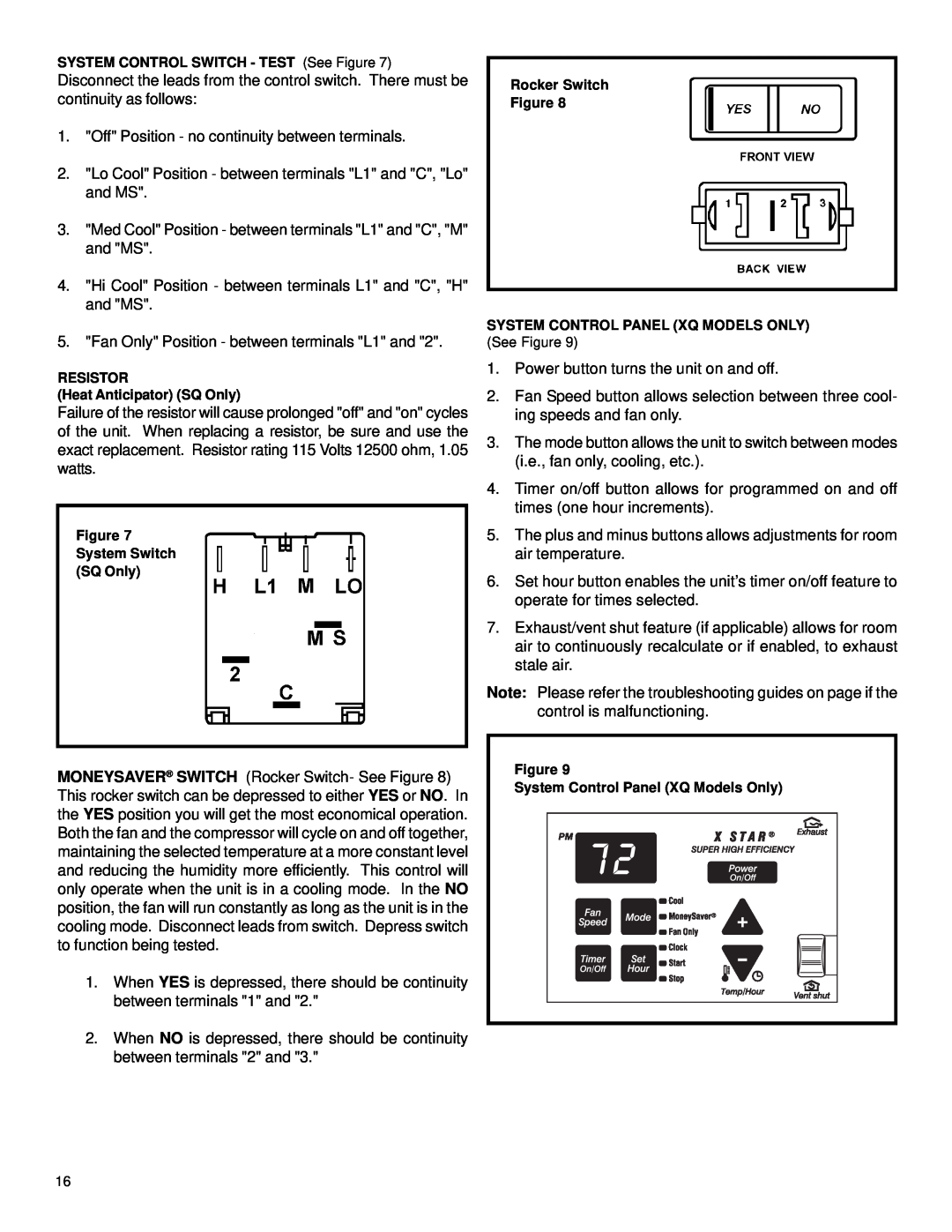 Friedrich 2003 service manual Off Position - no continuity between terminals 