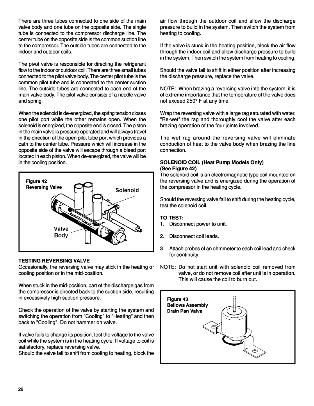 Friedrich 2003 service manual Testing Reversing Valve, SOLENOID COIL Heat Pump Models Only See Figure, To Test 