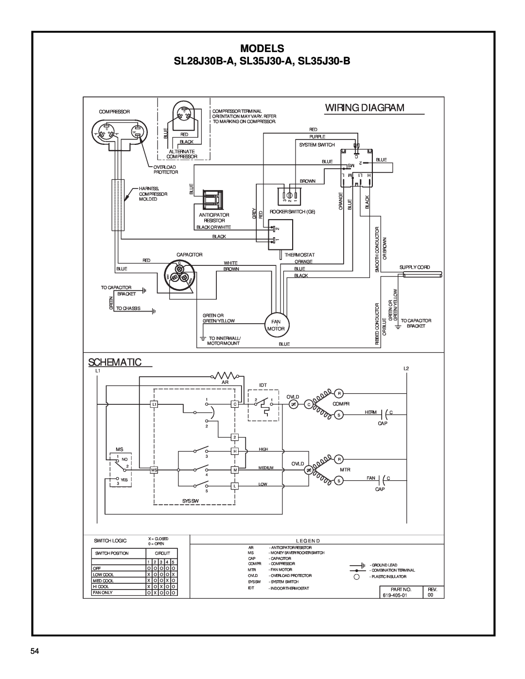 Friedrich 2003 service manual Schematic, MODELS SL28J30B-A, SL35J30-A, SL35J30-B, Wiring Diagram 