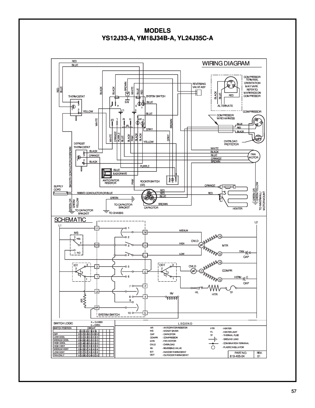 Friedrich 2003 service manual YS12J33-A, YM18J34B-A, YL24J35C-A, Models, Wiring Diagram, Schematic 