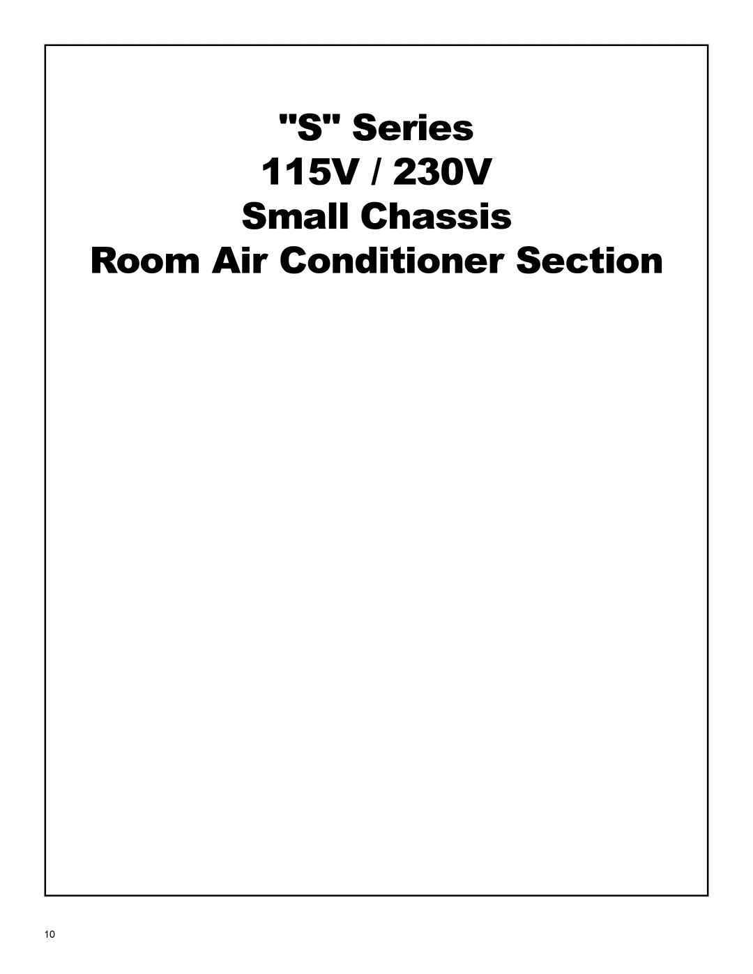 Friedrich 2004 manual Series 115V Small Chassis Room Air Conditioner Section 