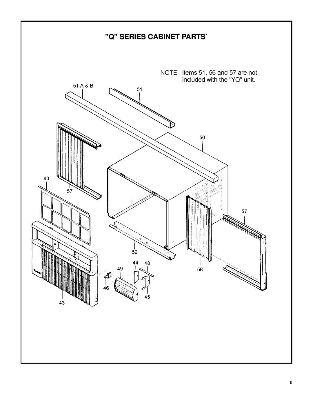 Friedrich 2006 manual Q Series Cabinet Parts` 