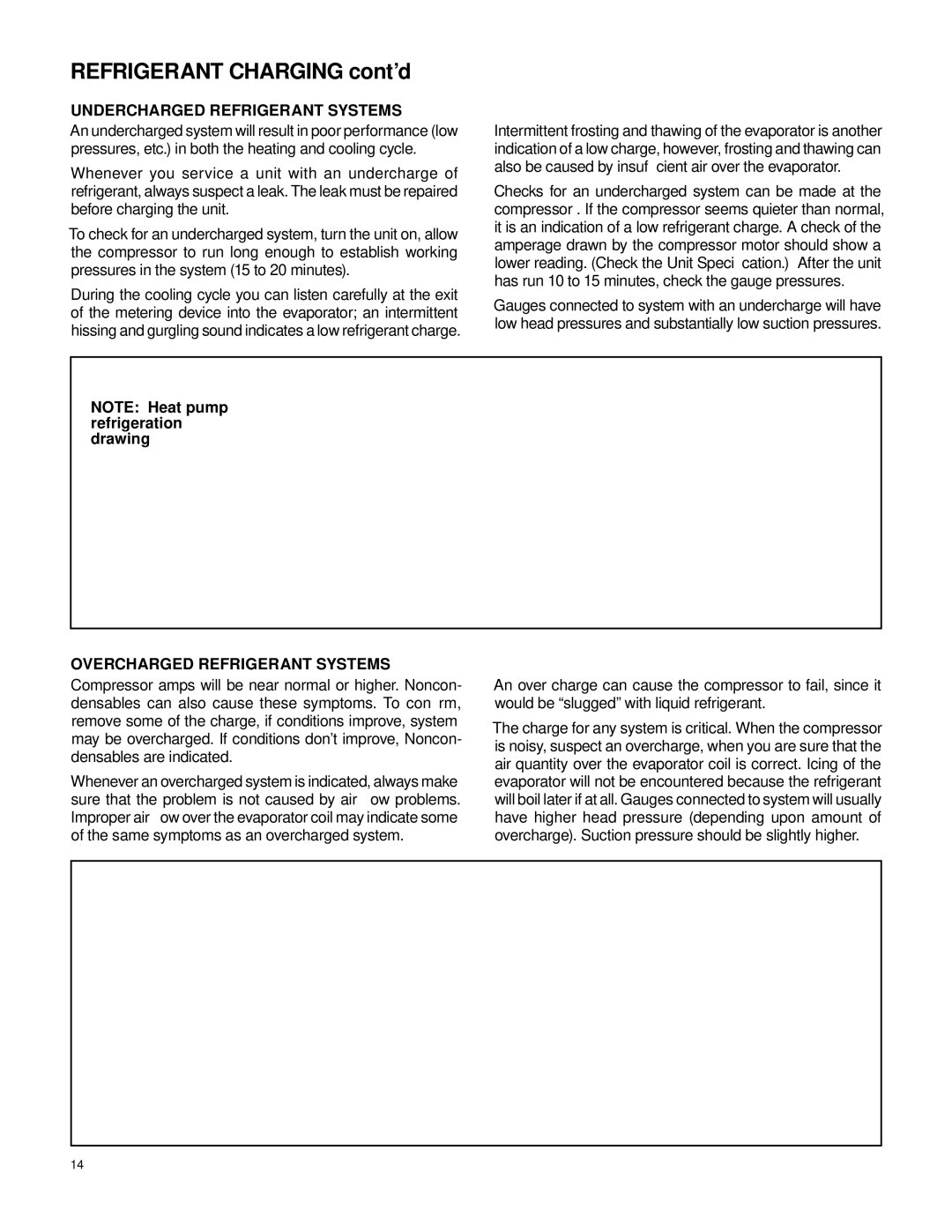 Friedrich 2007 service manual Undercharged Refrigerant Systems, Overcharged Refrigerant Systems 