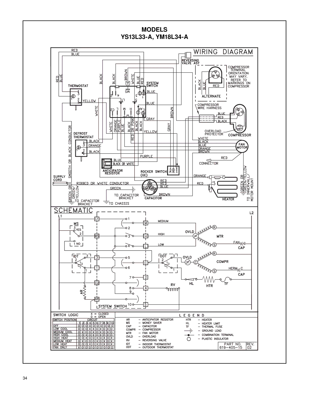 Friedrich 2007 service manual YS13L33-A, YM18L34-A 