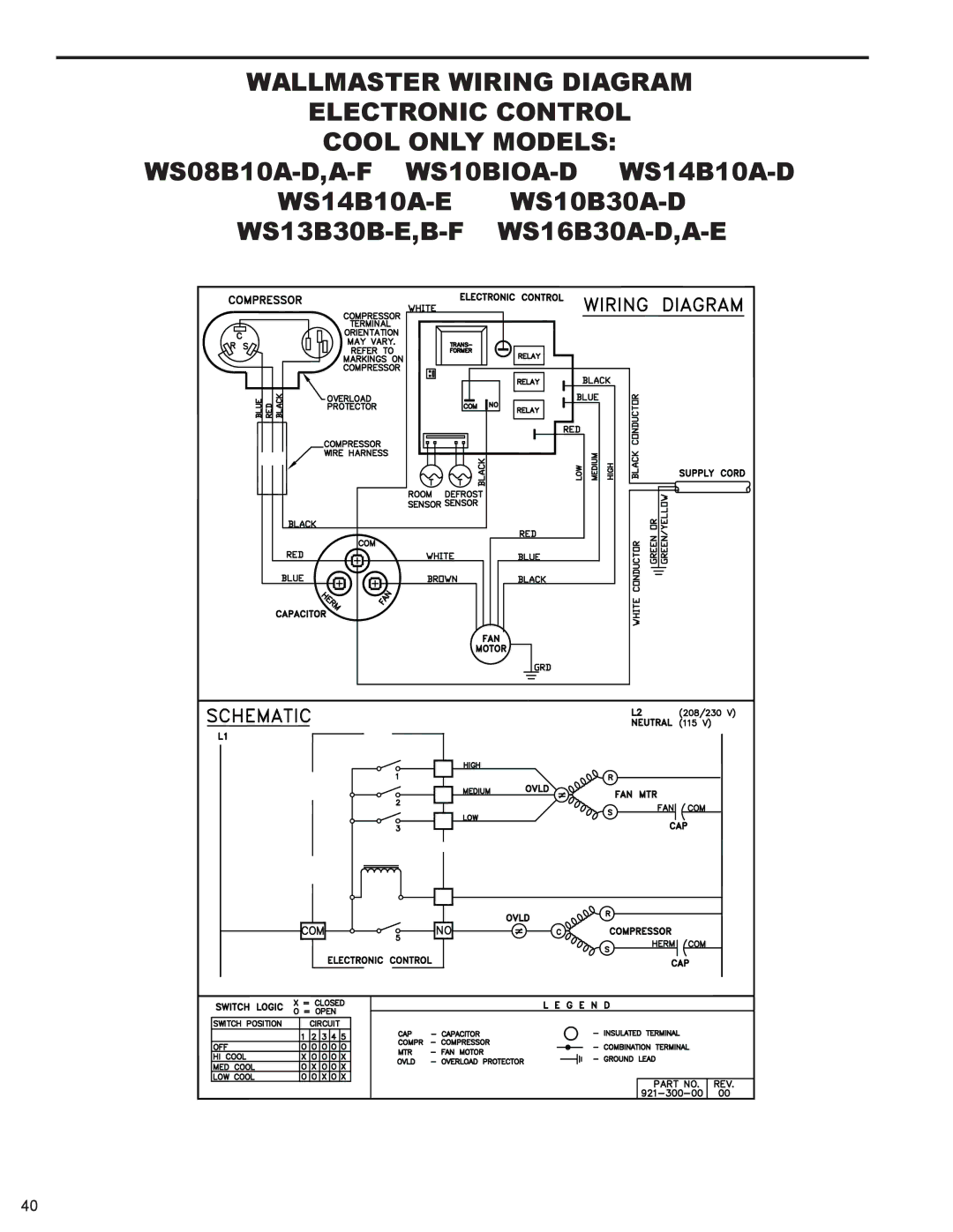 Friedrich 2008, 2009 service manual WS14B10A-E WS10B30A-D WS13B30B-E,B-F WS16B30A-D,A-E 