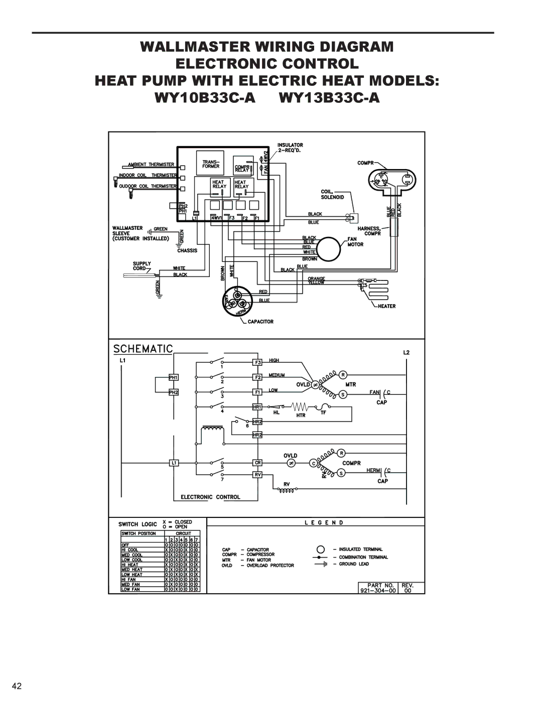 Friedrich 2008, 2009 service manual WY10B33C-A WY13B33C-A 