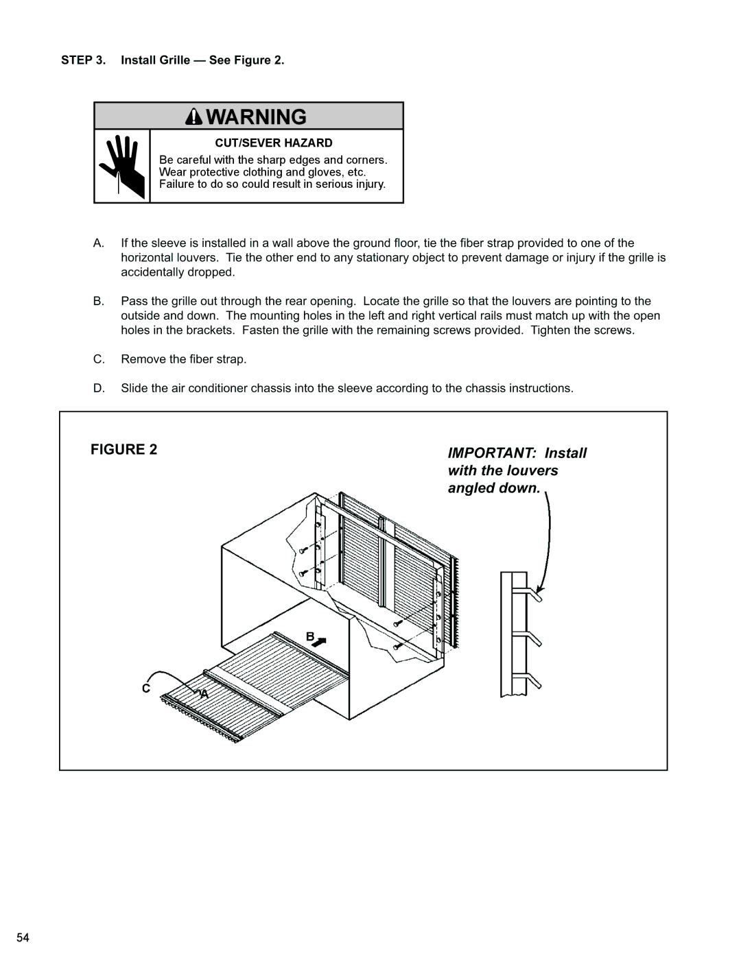 Friedrich 2008, 2009 service manual MECHANICALCUT/SEVER Hazard 