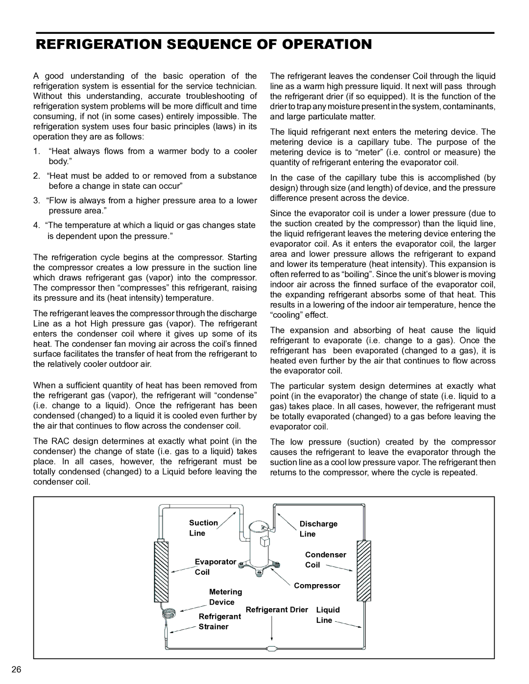 Friedrich 2008, 2009 service manual Refrigeration Sequence of Operation 