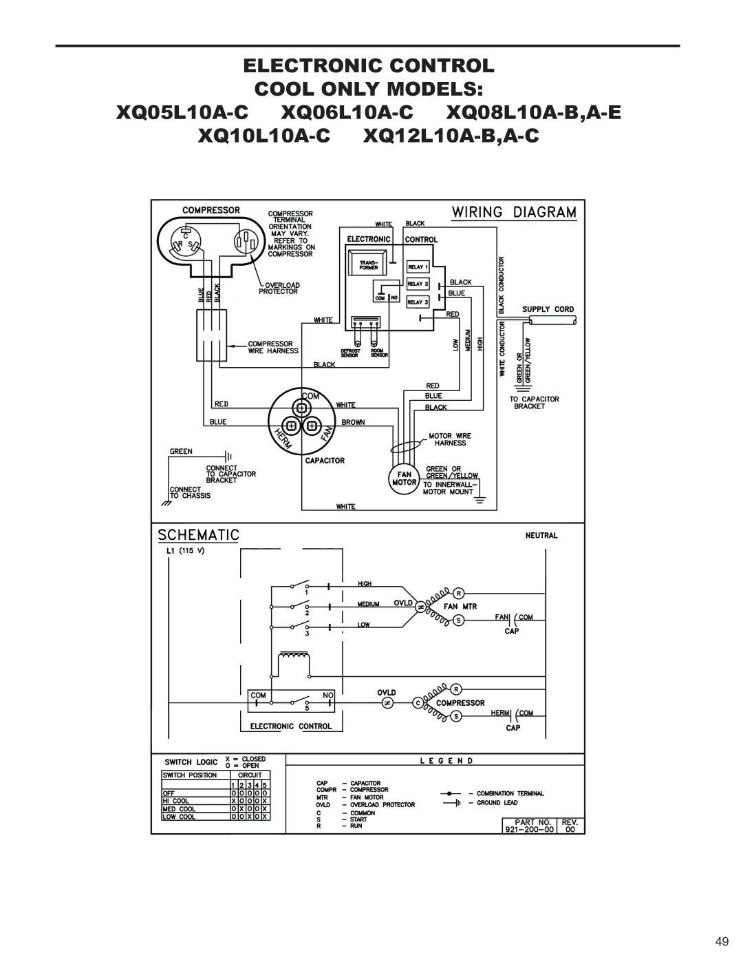 Friedrich 2009, 2008 service manual Electronic Control Cool only Models 