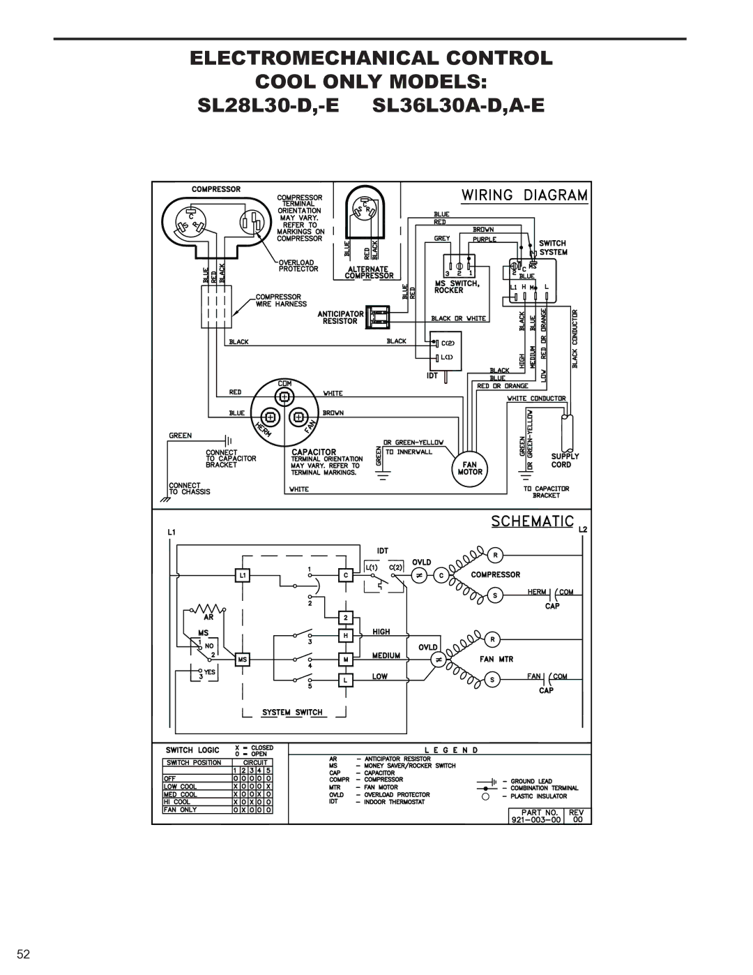 Friedrich 2008, 2009 service manual SL28L30-D,-E SL36L30A-D,A-E 