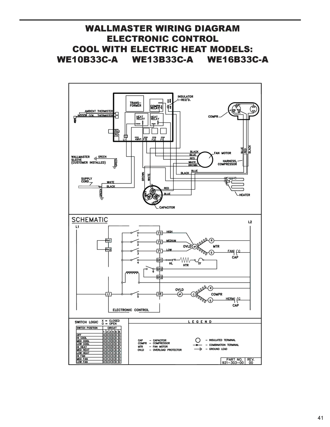 Friedrich 2009, 2008 service manual WE10B33C-A WE13B33C-A WE16B33C-A 