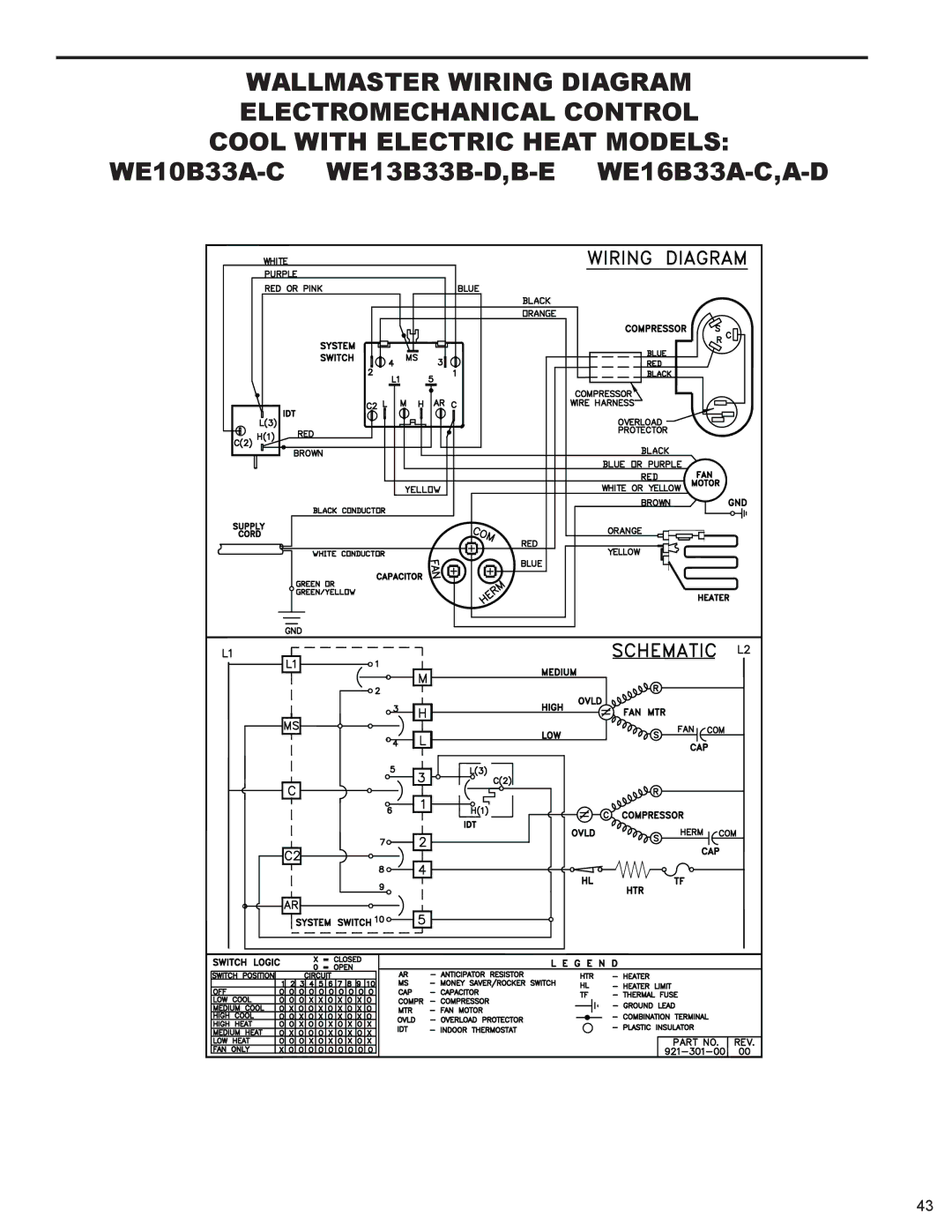 Friedrich 2009, 2008 service manual WE10B33A-C WE13B33B-D,B-E WE16B33A-C,A-D 