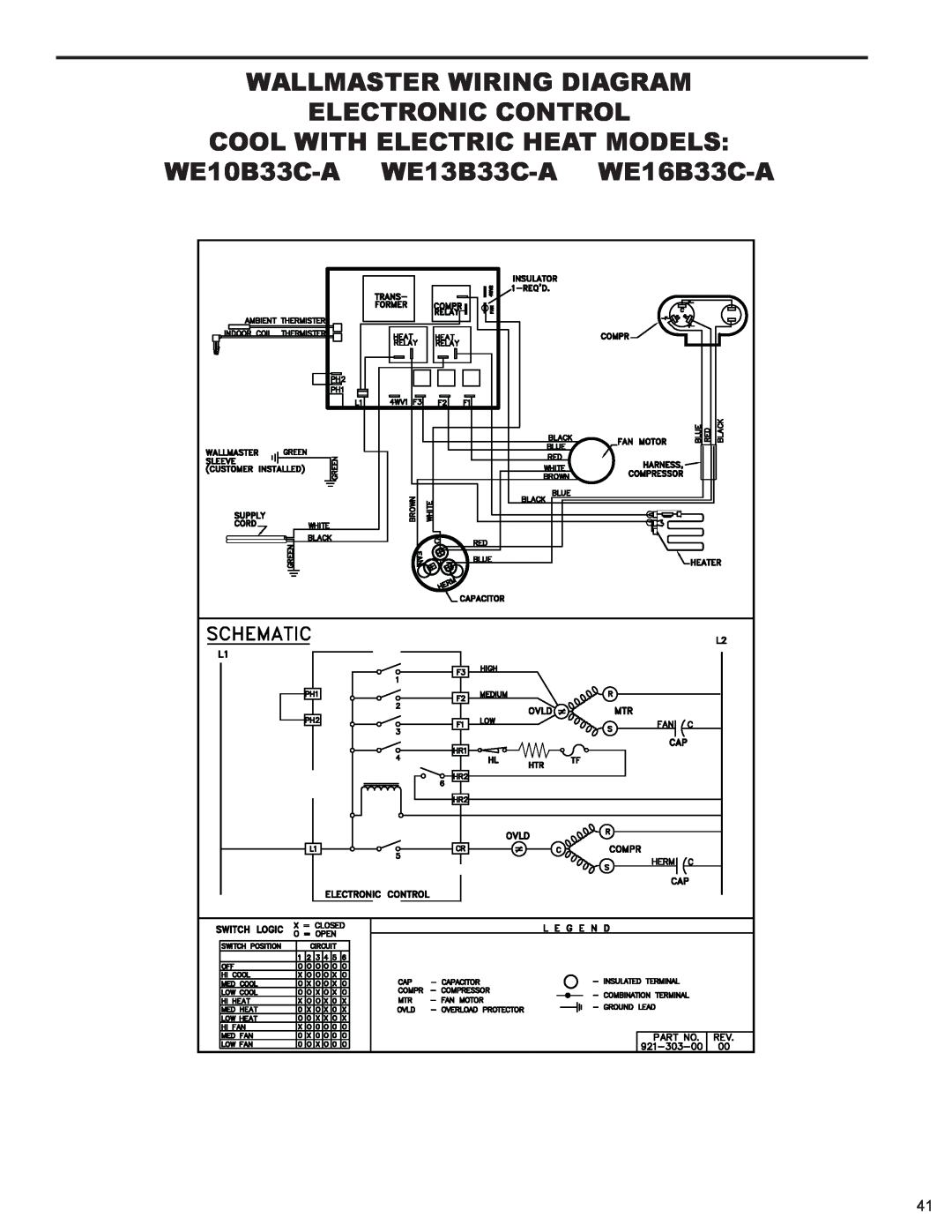 Friedrich 2009, 2008 service manual Cool With Electric Heat Models, WE10B33C-A WE13B33C-A WE16B33C-A 