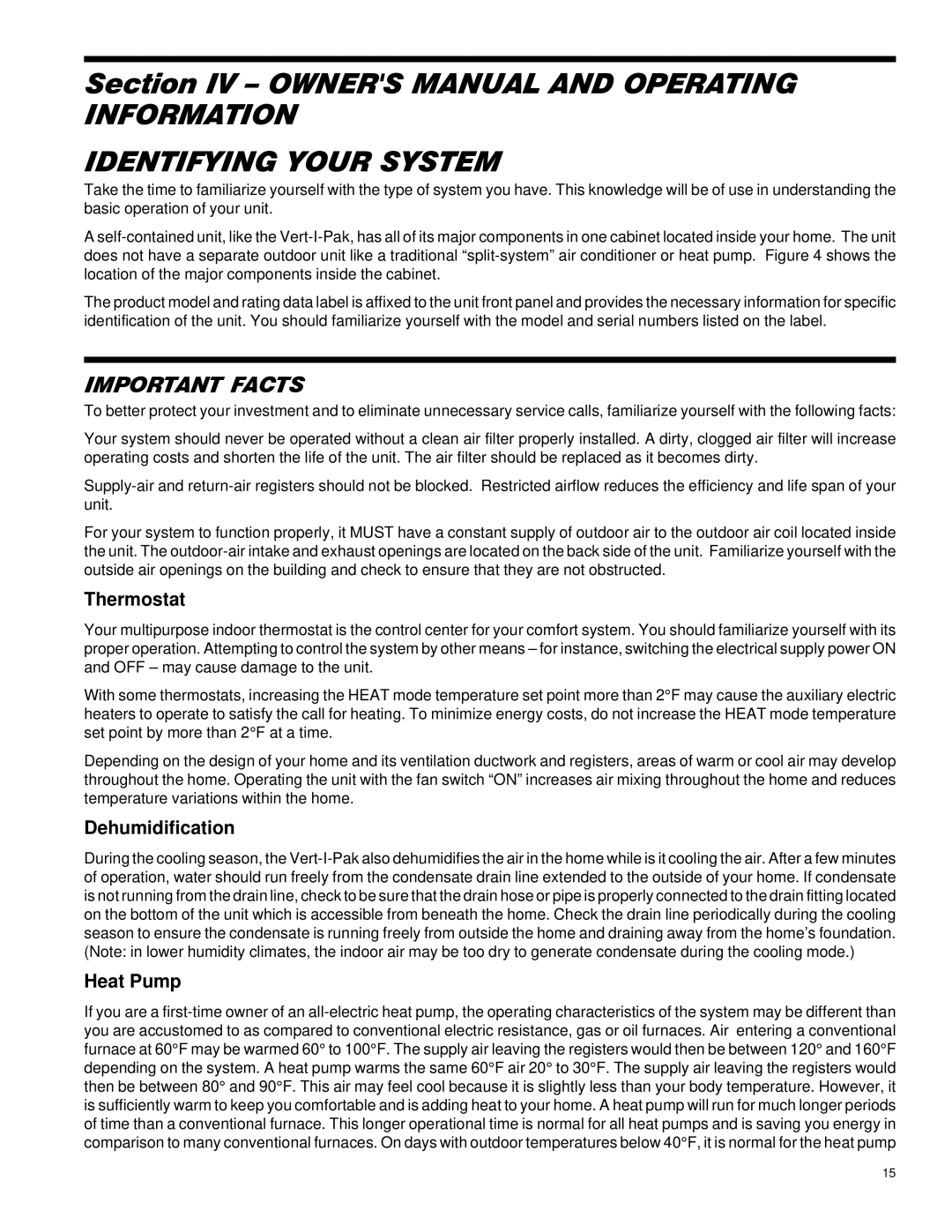 Friedrich 000, 24, 60, 18, 49, 36, 42, 30 operation manual Identifying Your System, Important Facts 