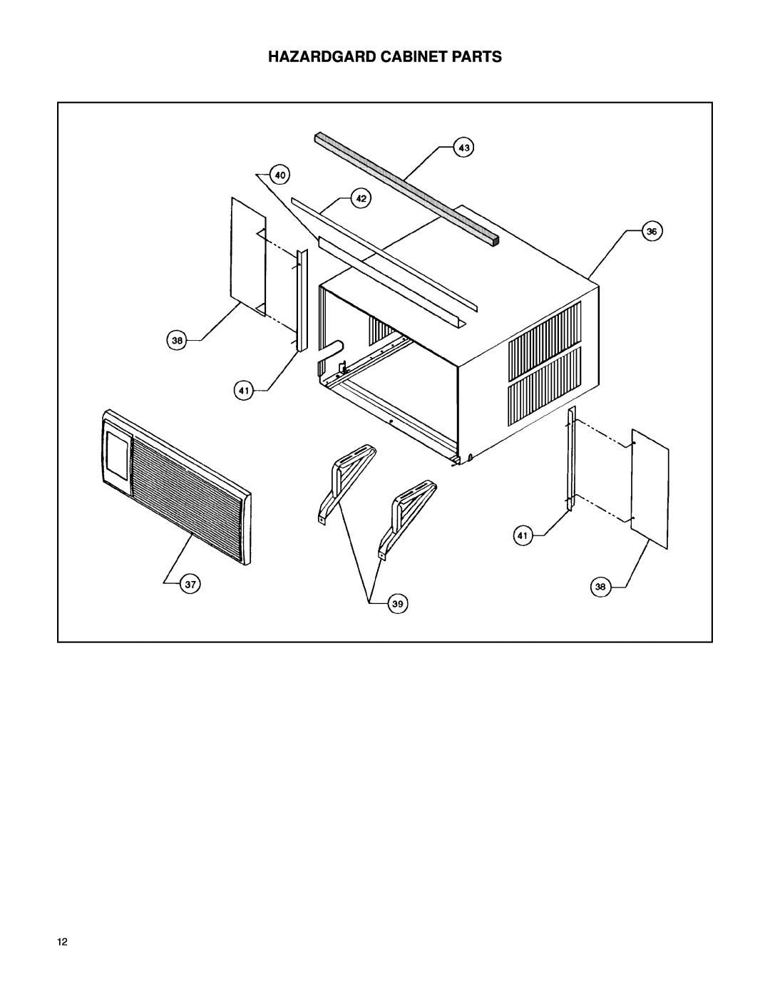 Friedrich 60 Hz manual Hazardgard Cabinet Parts 