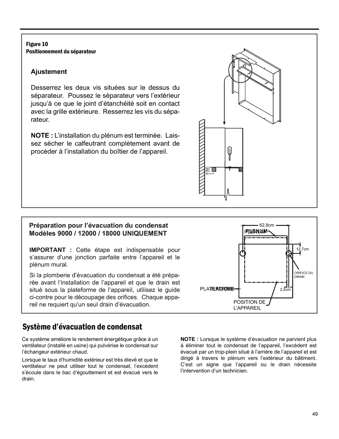 Friedrich 920-075-13 (1-11) operation manual Système D’ÉVACUATION DE Condensat 