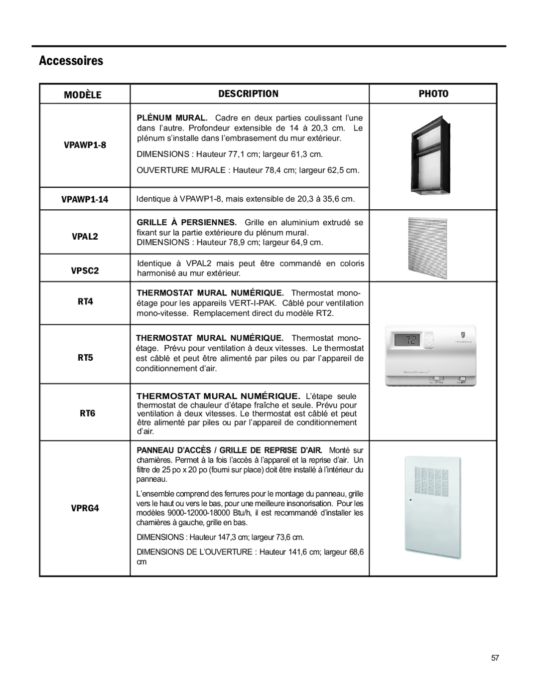 Friedrich 920-075-13 (1-11) operation manual Accessoires 