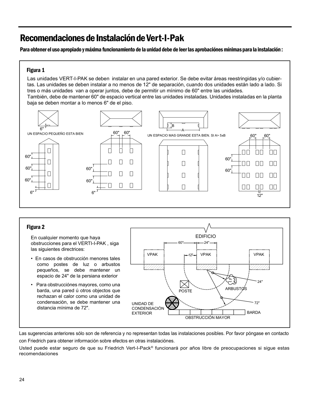 Friedrich 920-075-13 (1-11) operation manual Recomendacionesdeinstalacióndevert-I-Pak, Edificio 