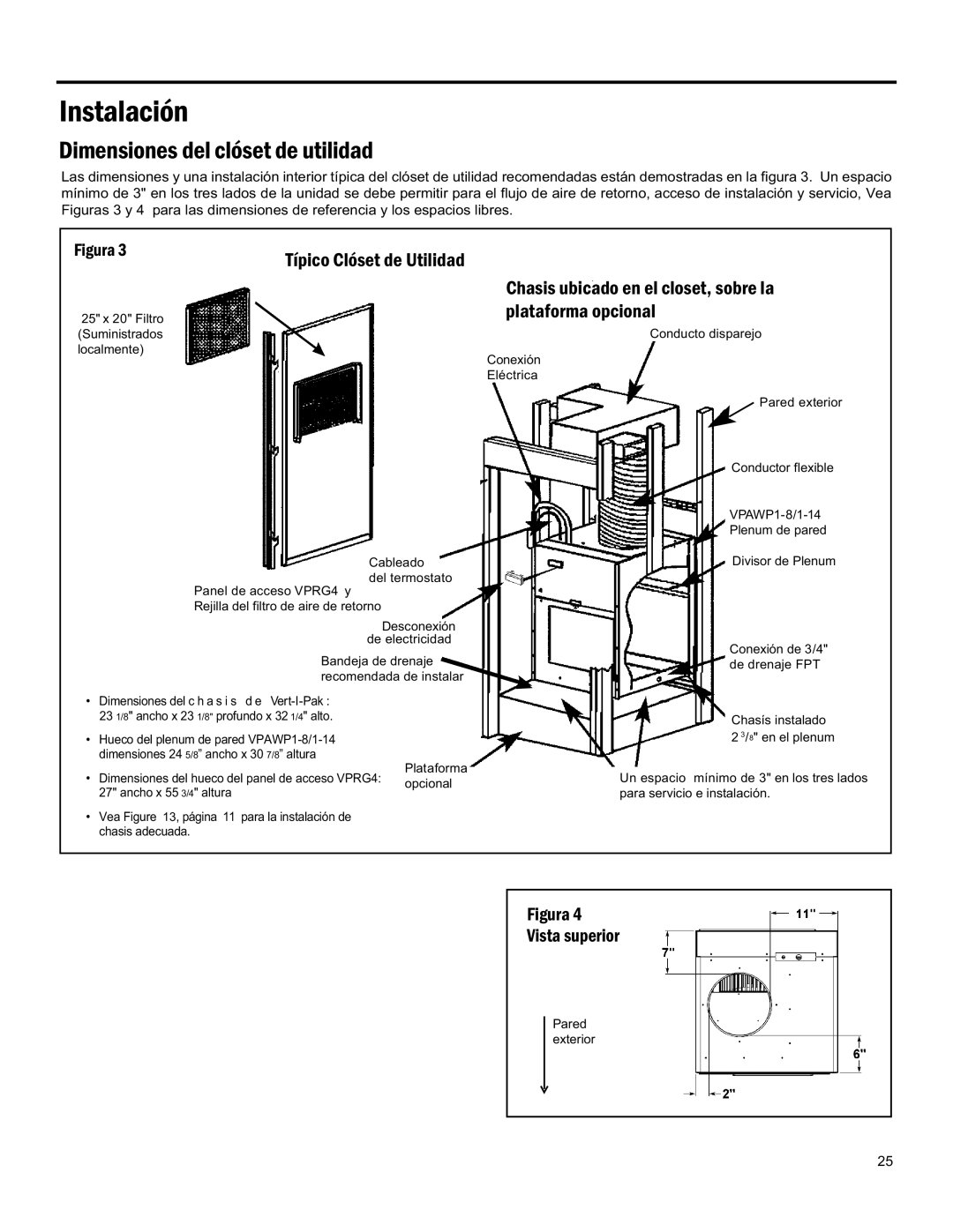 Friedrich 920-075-13 (1-11) operation manual Instalación, Dimensiones Del Clóset De Utilidad, Típico Clóset De Utilidad 