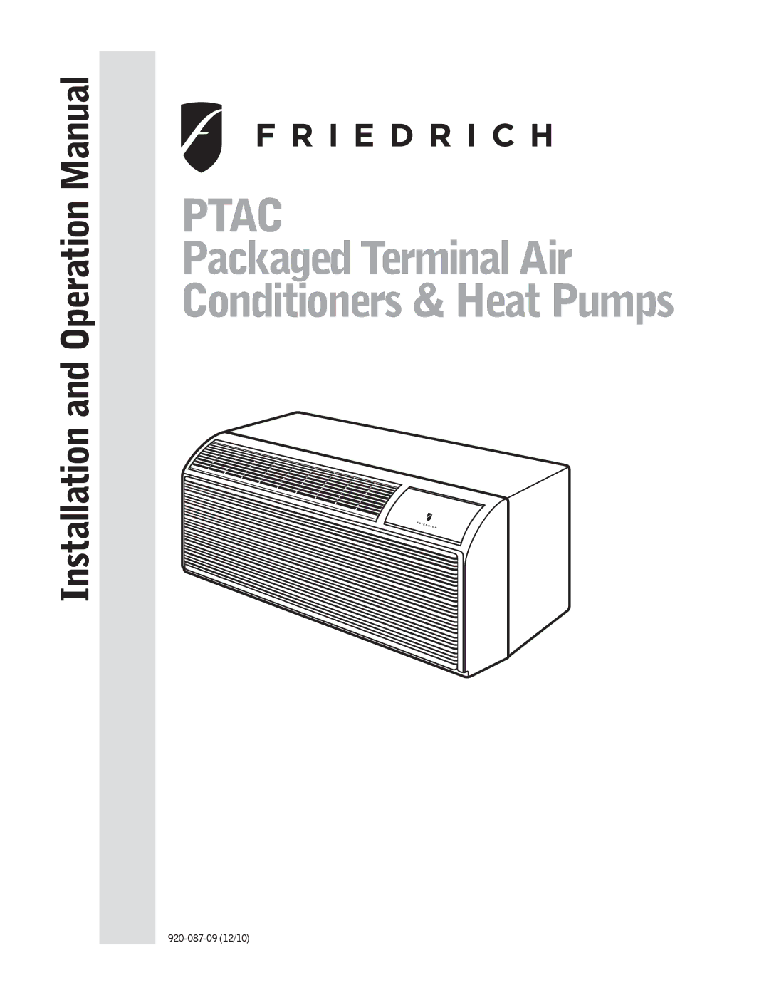 Friedrich 920-087-09 (12/10) operation manual Ptac 