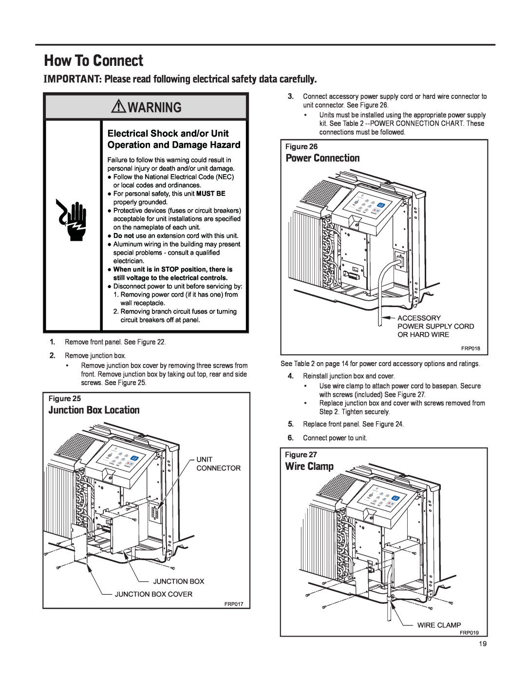 Friedrich 920-087-09 (12/10) How To Connect, Power Connection, Electrical Shock and/or Unit, Operation and Damage Hazard 