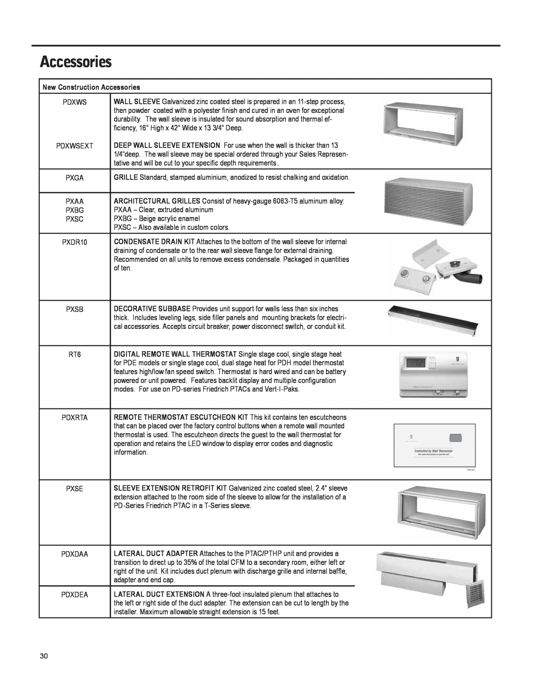 Friedrich 920-087-09 (12/10) operation manual New Construction Accessories 