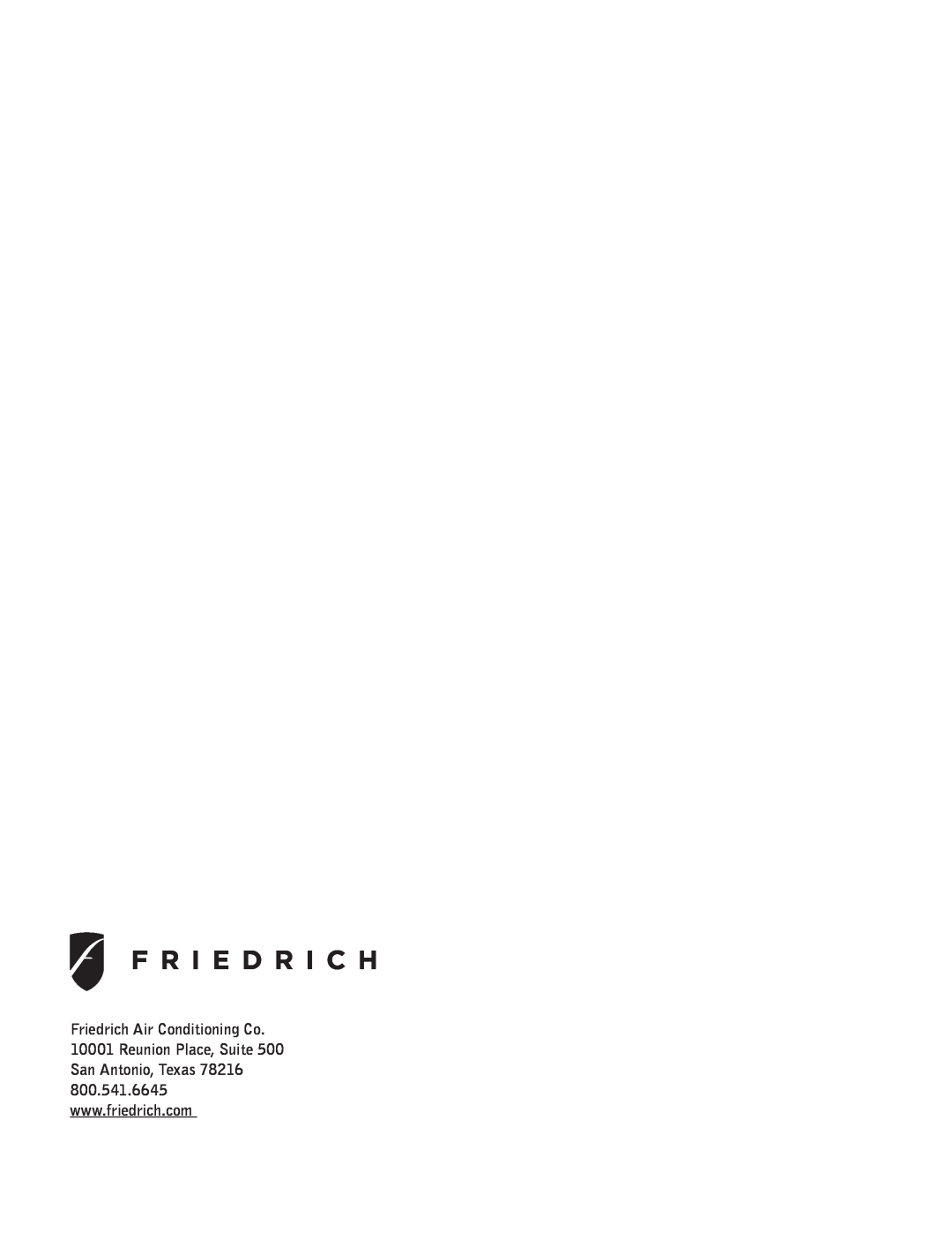 Friedrich 920-087-09 (12/10) operation manual 