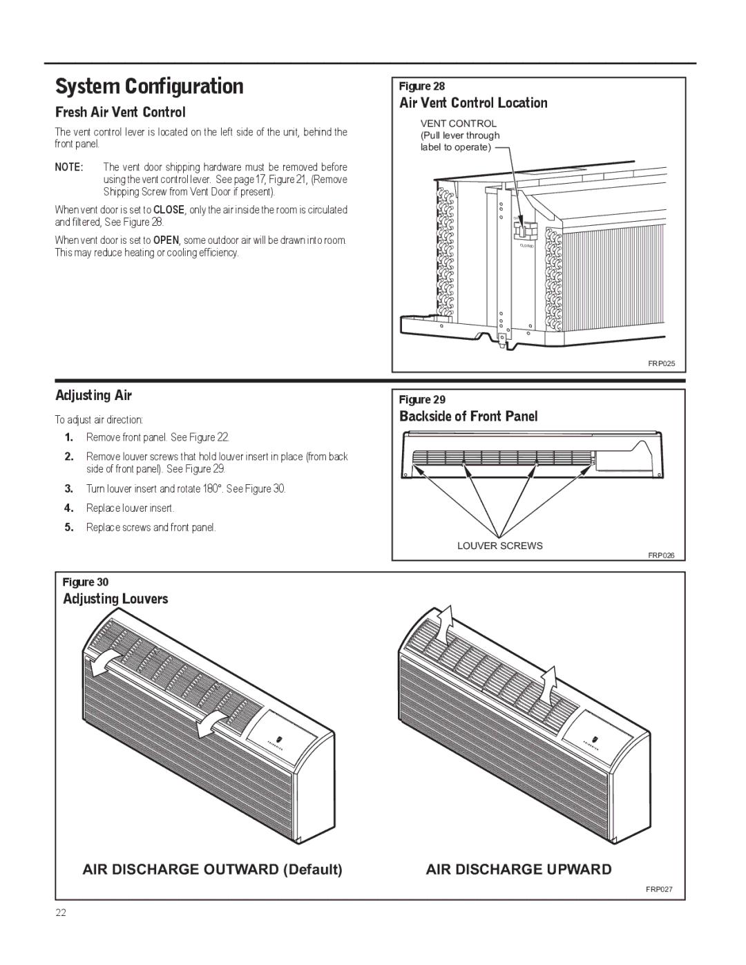 Friedrich 920-087-09 operation manual System Configuration 