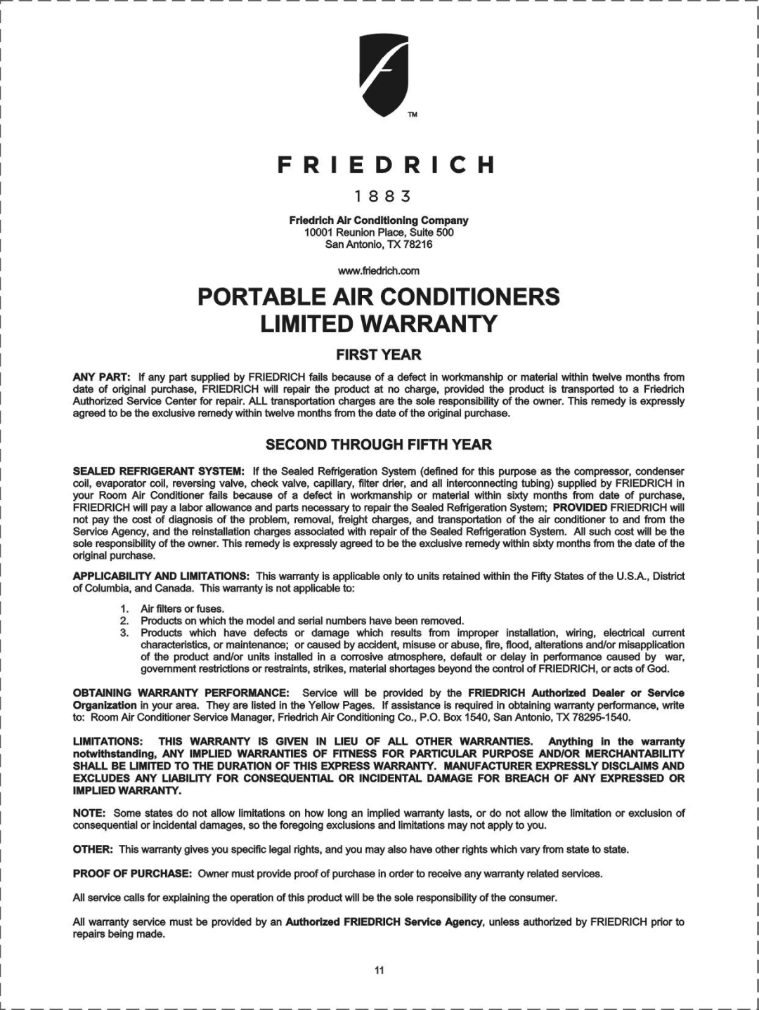 Friedrich A 6 6 2 3 - 0 6 0 manual 