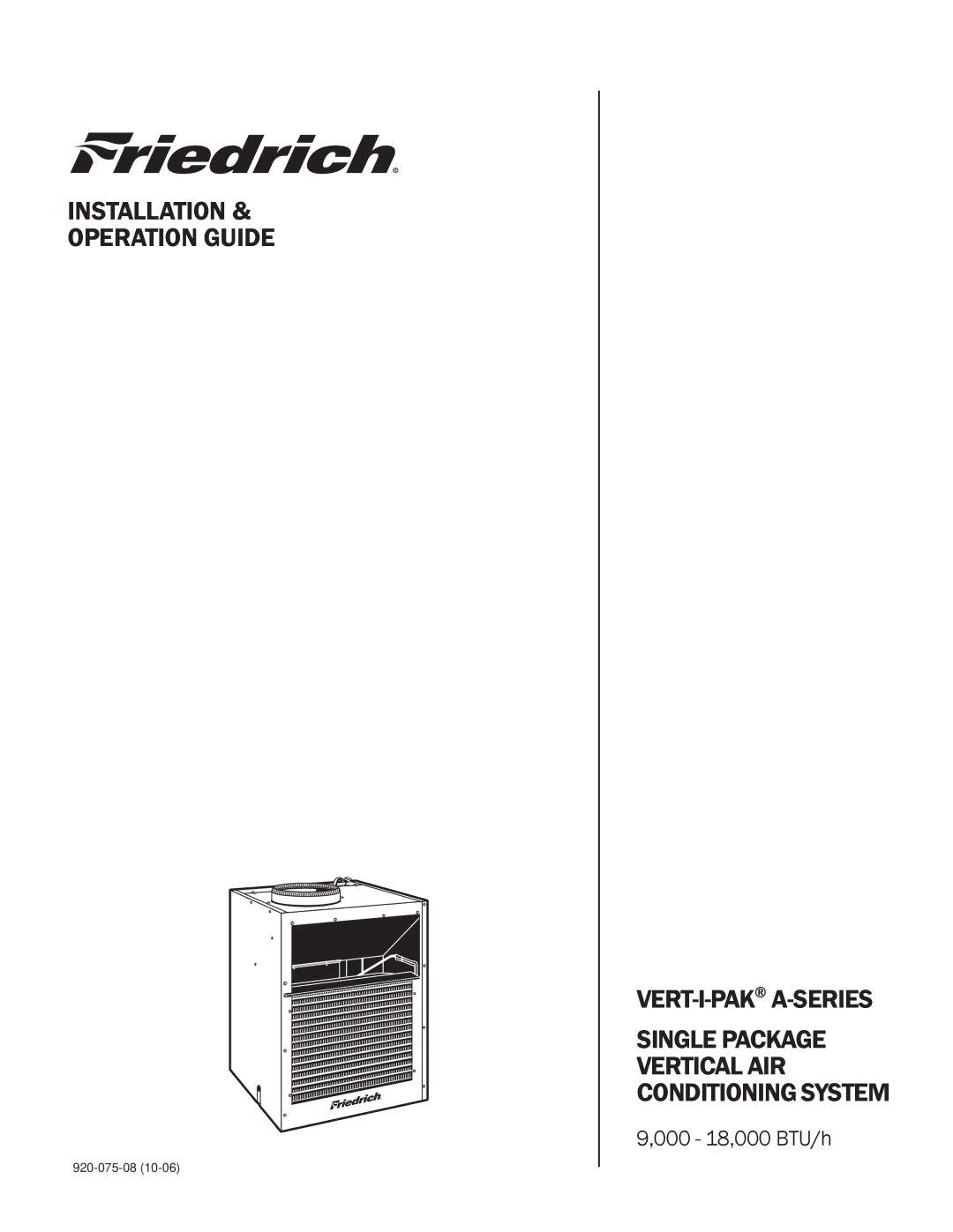 Friedrich A-SERIES manual 000 18,000 BTU/h 